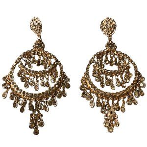 Gold Tone Swarovski Crystal Earrings.